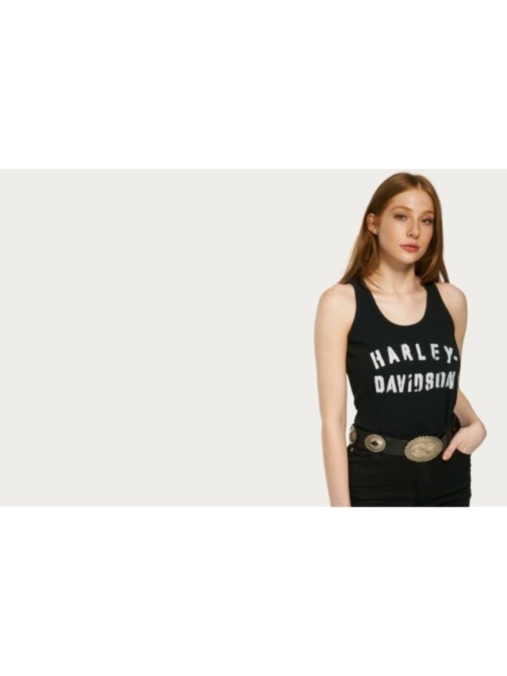 Harley Davidson Rib Stencil Tank Top Black ( M )